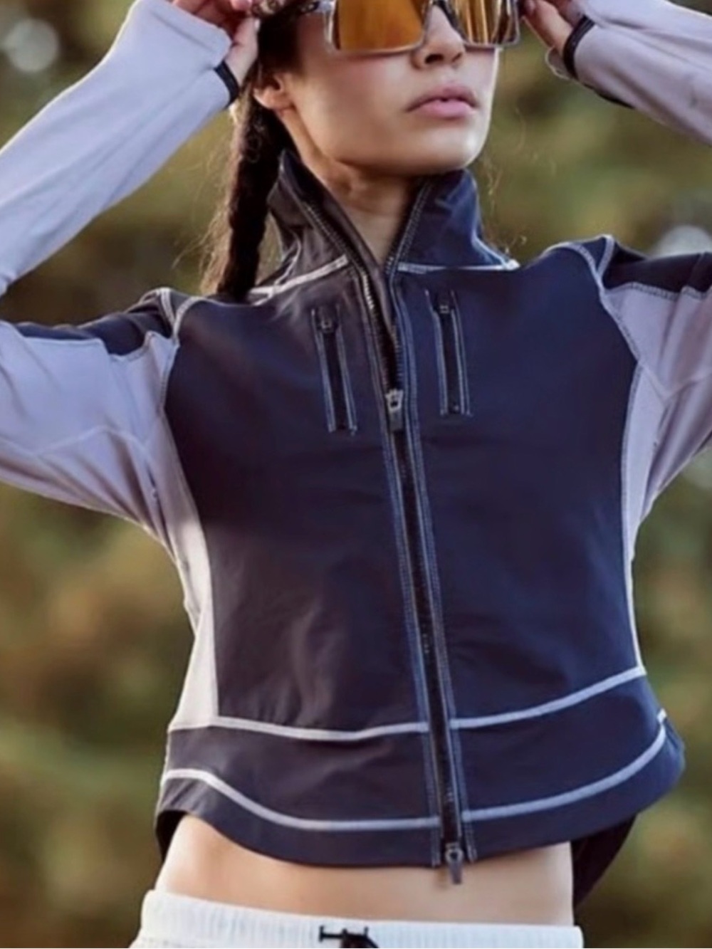 Women's Free People  Black and Light Gray Performance Zip-Up Jacket